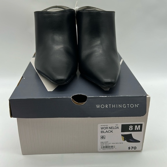 2508- Worthington Wor Nelda Black & Gold Mules Size 8 NWT with Box - Picture 7 of 12